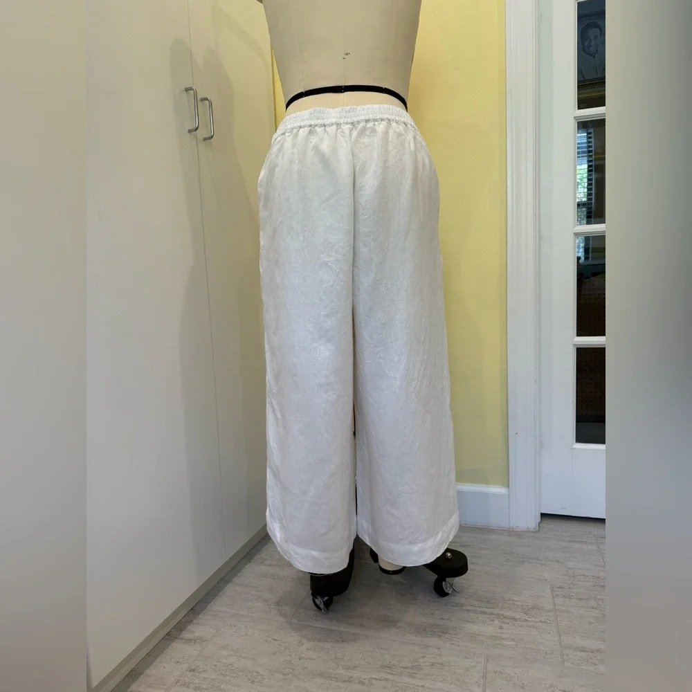Summer = White Linen Wide-Leg Pants - Picture 2 of 7